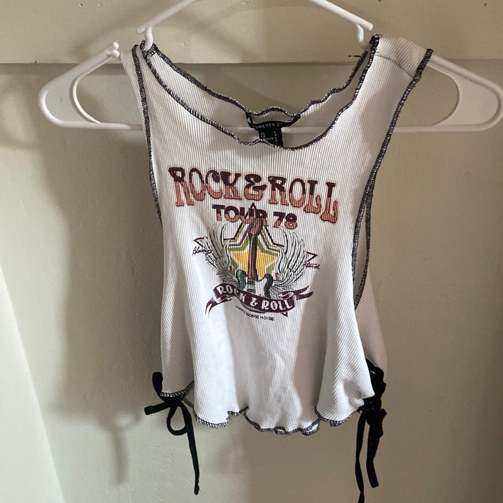 Forever 21 Rock & Roll tank with tied sides